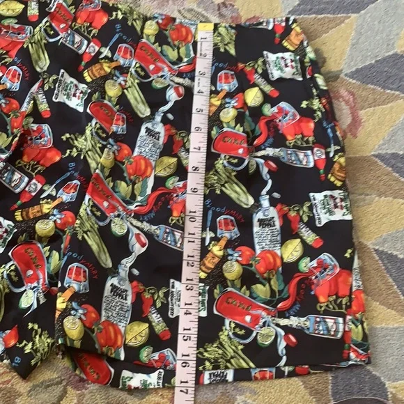 VINTAGE SILK NICOLE MILLER BLOODY MARY NOVELTY PRINT HIGH WAIST SHORTS 90s Y2K - Picture 6 of 11